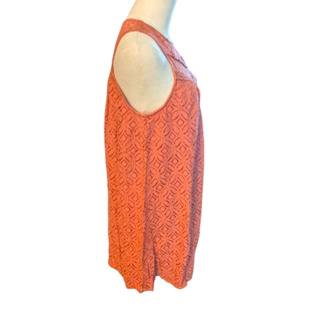 Jolt Vibrant Coral Lace Mini Swing Dress Large - Picture 2 of 4